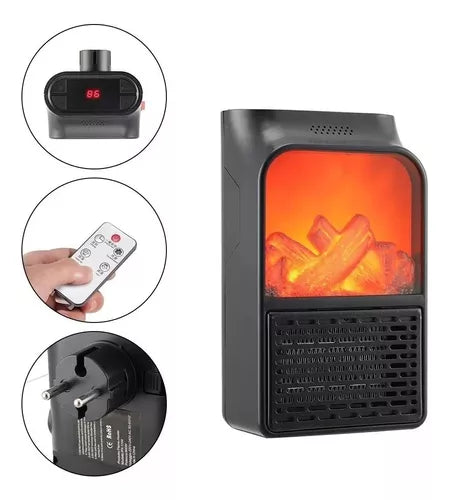 "Flame Heater" Calefactor Eléctrico Portatil Bajo Consumo 25 metros cuadrados